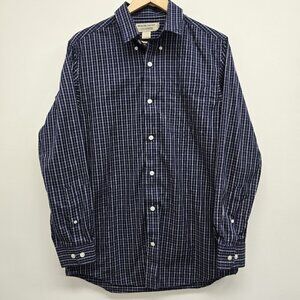 Duluth Trading Wrinklefighter Trim Fit Long Sleeve Button Down Shirt Sz M Blue